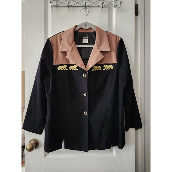 Vintage Helene Blake Womens Embroidered Blazer Long Sleeve Black Brown Size 20WP - Picture 1 of 9